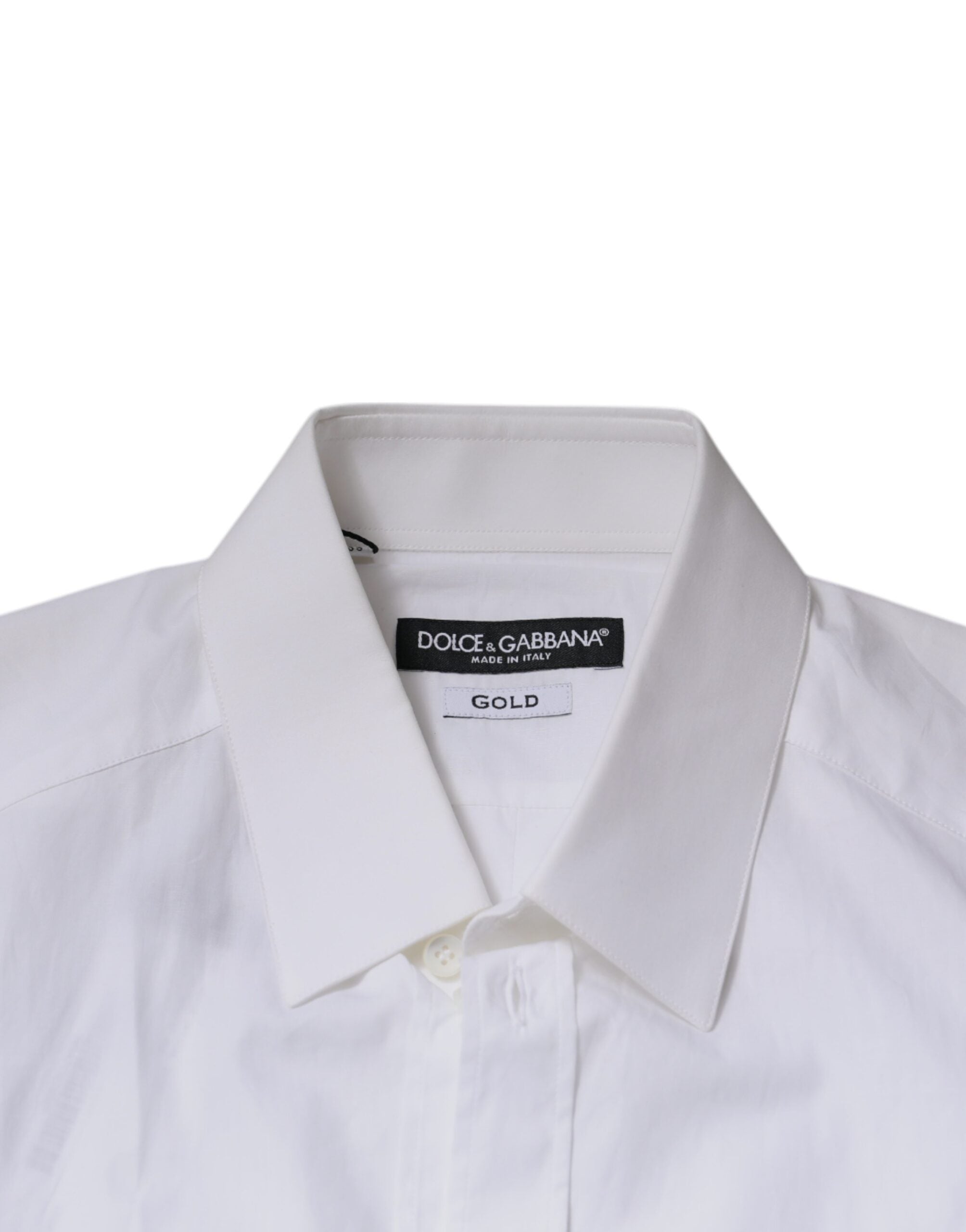 Dolce & Gabbana White cotton shirt with long sleeves GOLD
